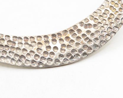 MEXICO 925 Silver  Vintage Shiny Hammered Detail Collar Necklace  NE1971
