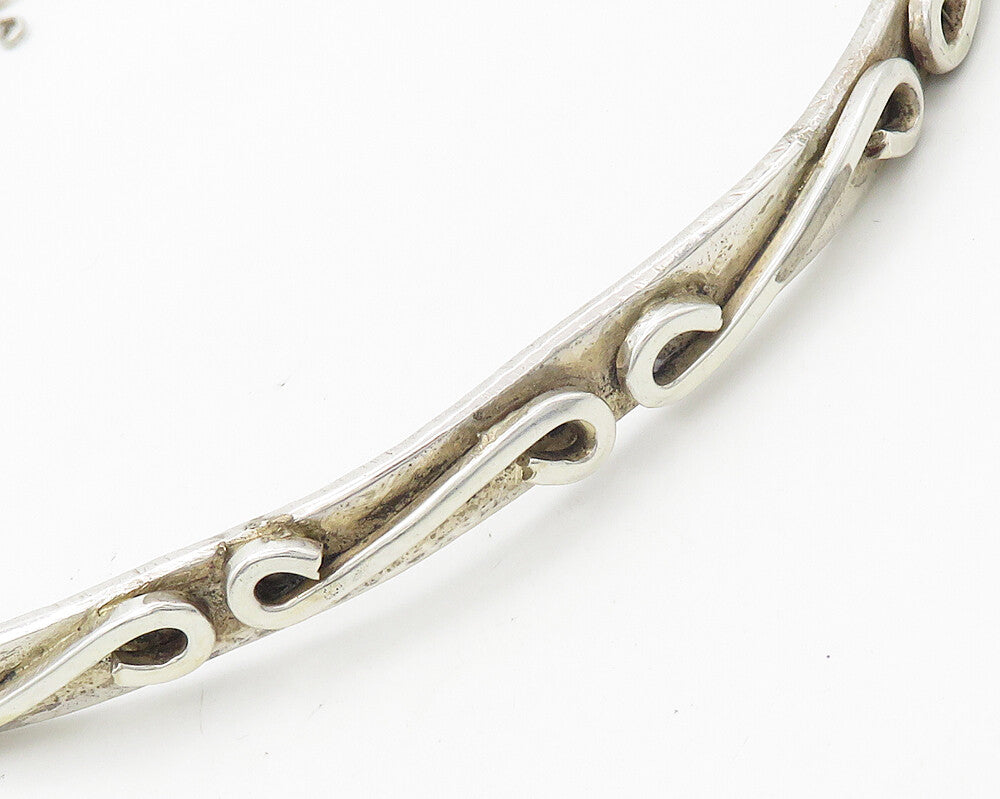 925 Sterling Silver  Vintage Shiny S Swirl Pattern Collar Necklace  NE2866
