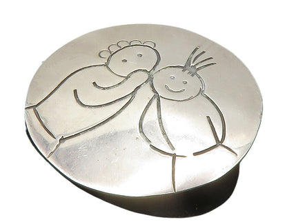 MEXICO 925 Sterling Silver  Vintage Etched Telling Secret Brooch Pin  BP5464