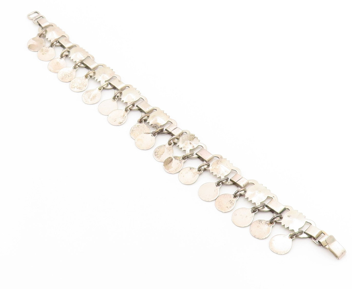 925 Sterling Silver Vintage Bracelet Classic Articulated Geometric Link  BT12208