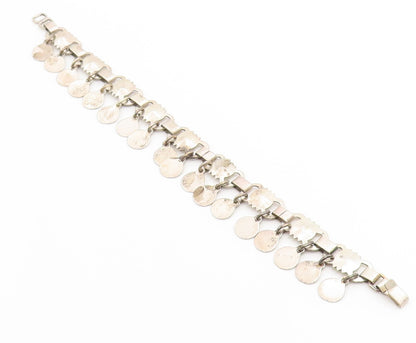 925 Sterling Silver Vintage Bracelet Classic Articulated Geometric Link  BT12208