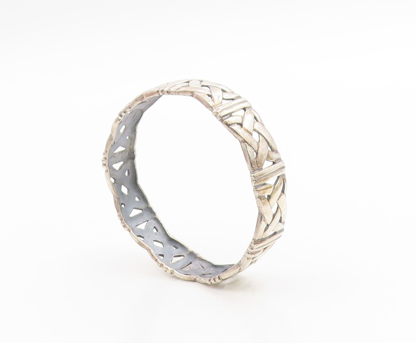 925 Sterling Silver Vintage Bracelet Classic Openwork Celtic Knot Bangle BT12036