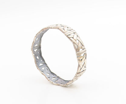 925 Sterling Silver Vintage Bracelet Classic Openwork Celtic Knot Bangle BT12036
