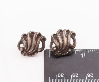 925 Sterling Silver Vintage Earrings VIKINGCRAFT Antique Swirly Carved  EG12985
