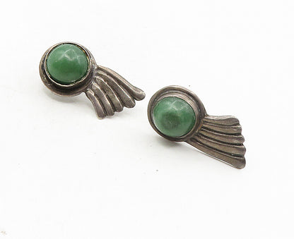 MEXICO 925 Sterling Silver  Vintage Antique Jasper Non Pierce Earrings  EG4988