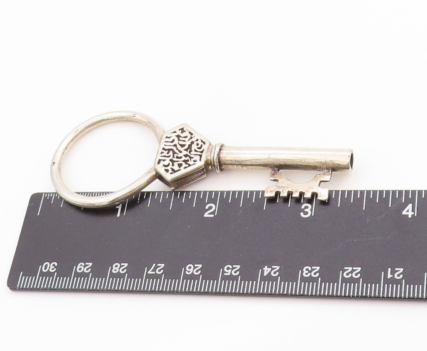 925 Sterling Silver Vintage Key Chain MIDDLE EAST Solid Key Fob Design  TR3960