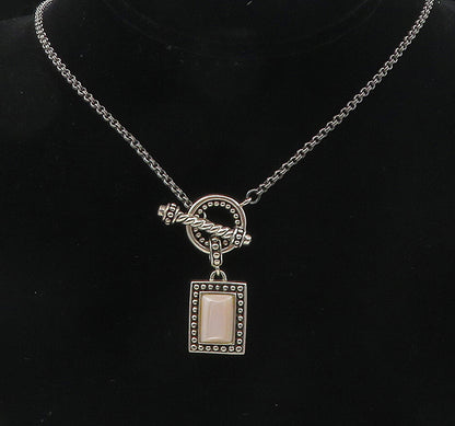 925 Sterling Silver  Vintage Pink Mother Of Pearl Twist Chain Necklace  NE1929