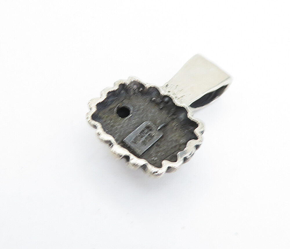MEXICO 925 Silver  Vintage Hollow Fluted Oval Square Dome Drop Pendant  PT5114