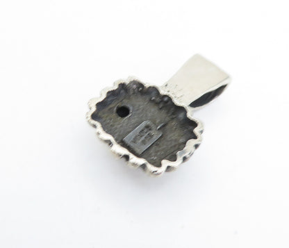 MEXICO 925 Silver  Vintage Hollow Fluted Oval Square Dome Drop Pendant  PT5114