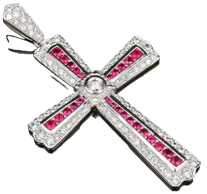 ROSS SIMON 925 Silver  Vintage Topaz & Cubic Zirconia Cross Pendant  PT21623