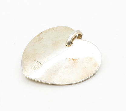 925 Sterling Silver  Vintage Shiny Textured Love Heart Drop Pendant  PT12260