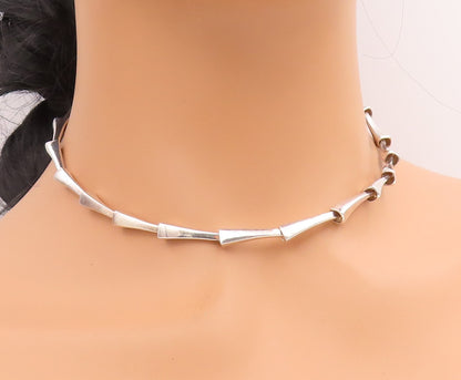 925 Sterling Silver Vintage Necklace Minimalist Tapered Bar Link Chain  NE4733