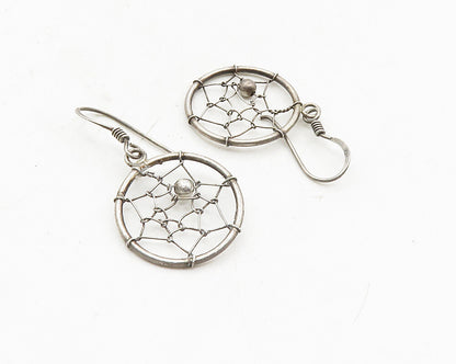 925 Sterling Silver  Vintage Wire Wrapped Design Round Drop Earrings   EG5216