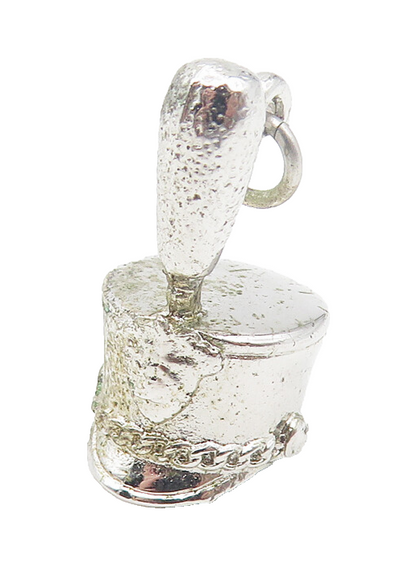 925 Sterling Silver  Vintage Shiny Petite Police Hat Drop Pendant  PT9363