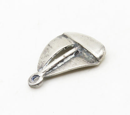 925 Sterling Silver  Vintage Sail Boat Motif Smooth Dark Tone Pendant  PT12296