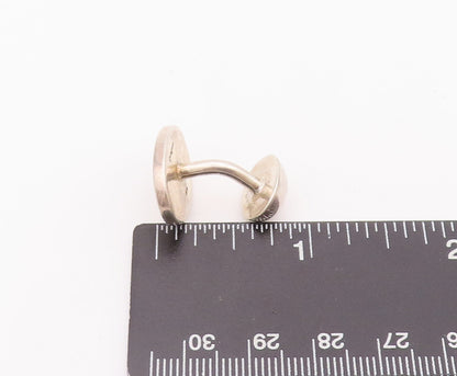 925 Sterling Silver Vintage Cuff Links Minimalist Oval Etched Star & 'P'  TR3709