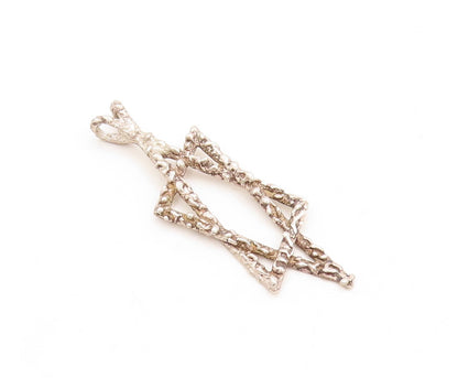 925 Sterling Silver Vintage Pendant Brutalist Cutout Star Of David  PT23878