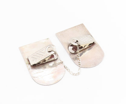 925 Sterling Silver Vintage Sweater Clips Floral Etched 10 Commandments TR4042
