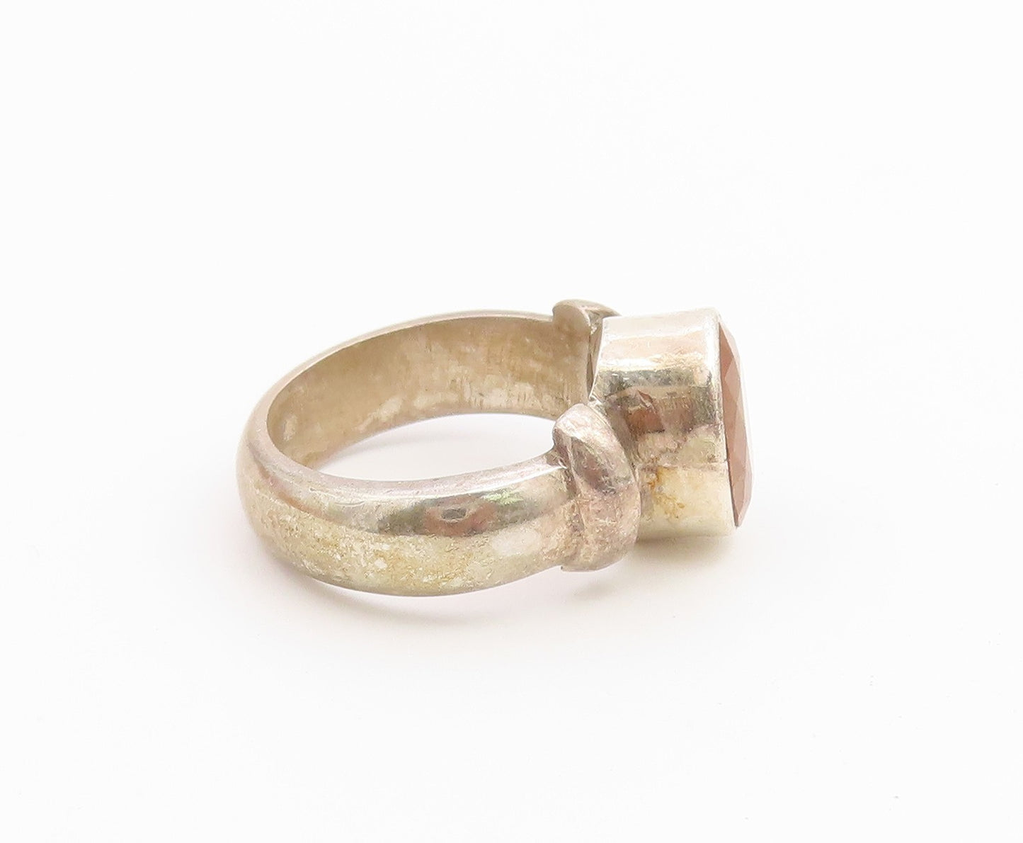 925 Sterling Silver Vintage Ring Oval Cut Citrine Statement Band  Sz 6  RG36663