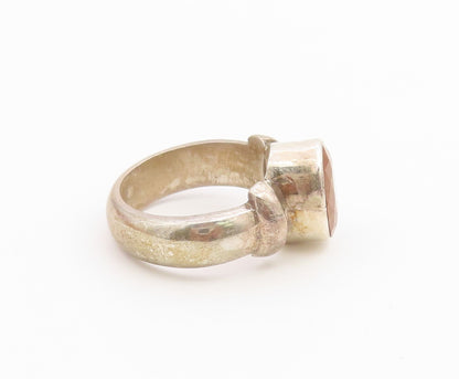 925 Sterling Silver Vintage Ring Oval Cut Citrine Statement Band  Sz 6  RG36663