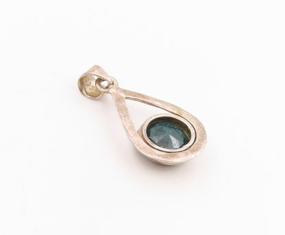 925 Sterling Silver Vintage Pendant Faceted Gemstone Classic Teardrop  PT26104