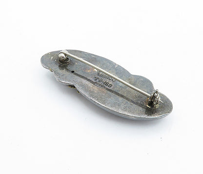 MEXICO 925 Sterling Silver  Vintage Oxidized Two Tone Twist Brooch Pin  BP2725