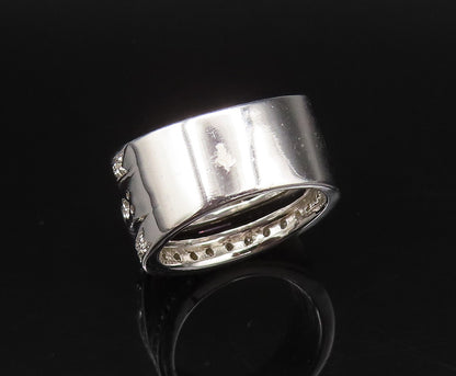 925 Silver  Vintage Purple & White Cubic Zirconia Open Band Ring Sz 7  RG25995