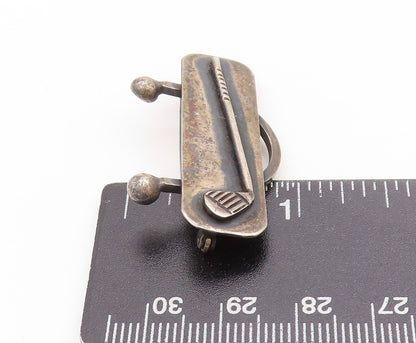 925 Sterling Silver Vintage Brooch Dark Tone Retro Golf Club Lapel Pin  BP11927