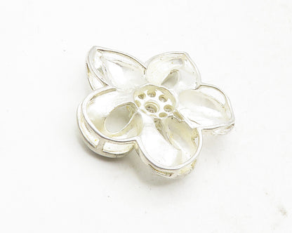 925 Sterling Silver  Vintage Cubic Zirconia Open Flower Motif Pendant  PT7719