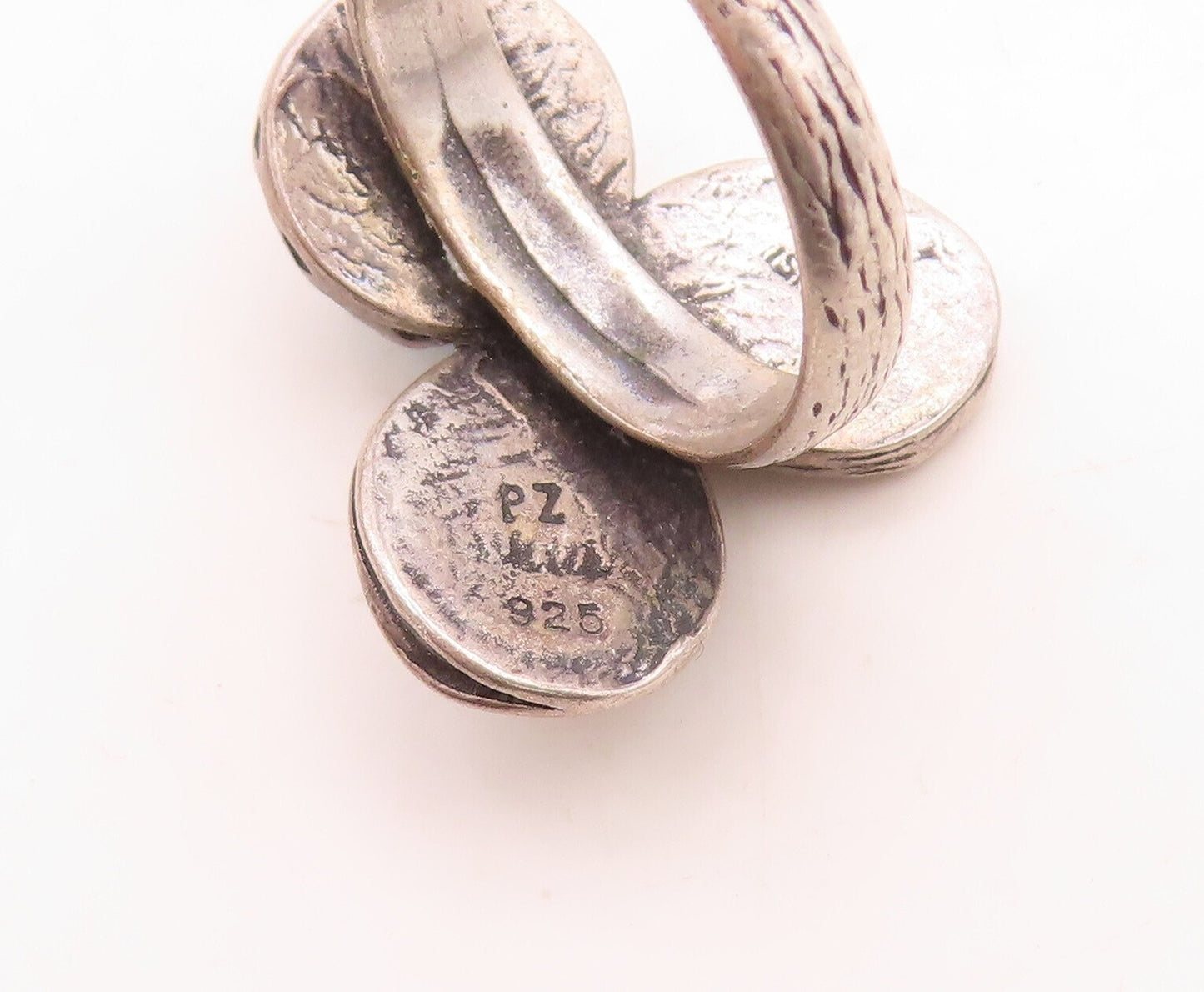 925 Sterling Silver Vintage Ring OR PAZ ISRAEL Moonstone Abalone Sz 7.5  RG31517