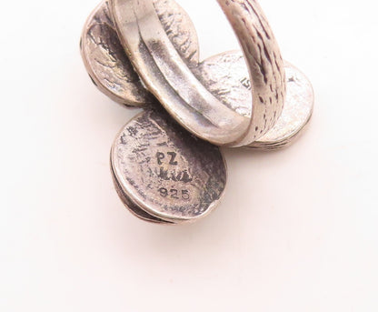 925 Sterling Silver Vintage Ring OR PAZ ISRAEL Moonstone Abalone Sz 7.5  RG31517