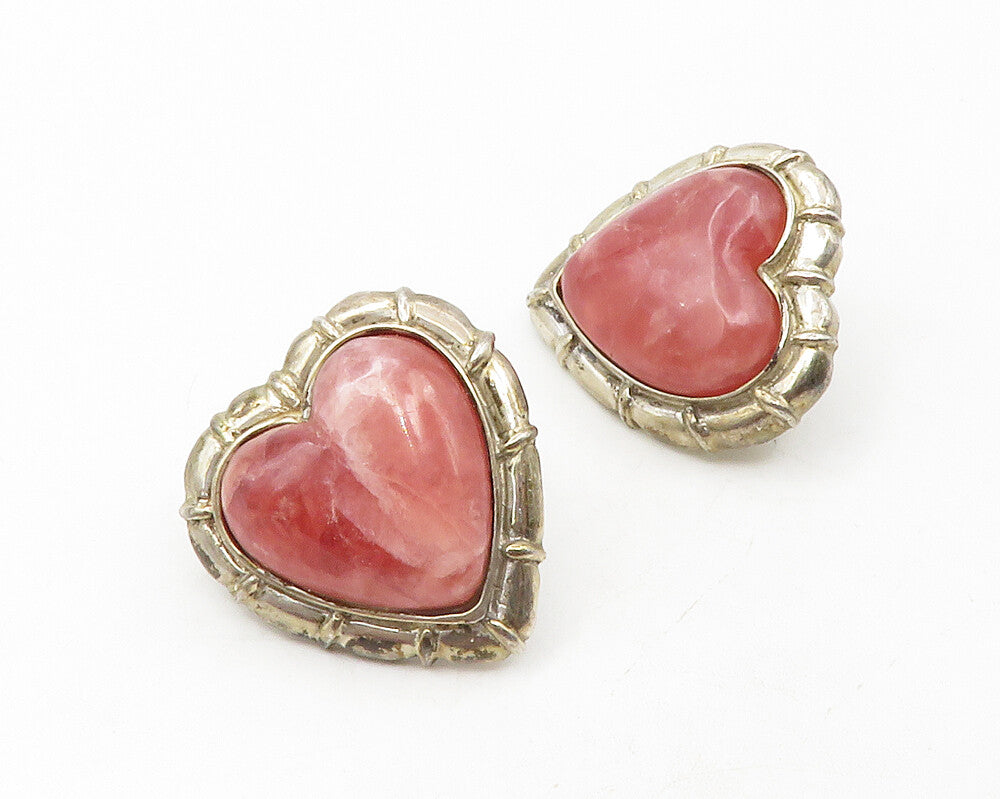 925 Sterling Silver  Vintage Love Heart Shaped Quartz Drop Earrings  EG6446