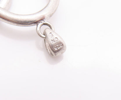 925 Sterling Silver Vintage Pendant CZ Beaded Double Heart Cutout   PT23148