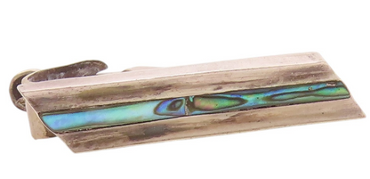 TAXCO 925 Sterling Silver  Vintage Abalone Shell Tie Clip  TR2932
