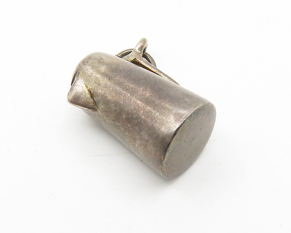 925 Sterling Silver  Vintage Dark Tone Water Kettle Motif Drop Pendant  PT8450