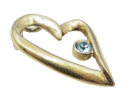 925 Sterling Silver  Vintage Blue Topaz Gold Plated Love Heart Pendant  PT8833