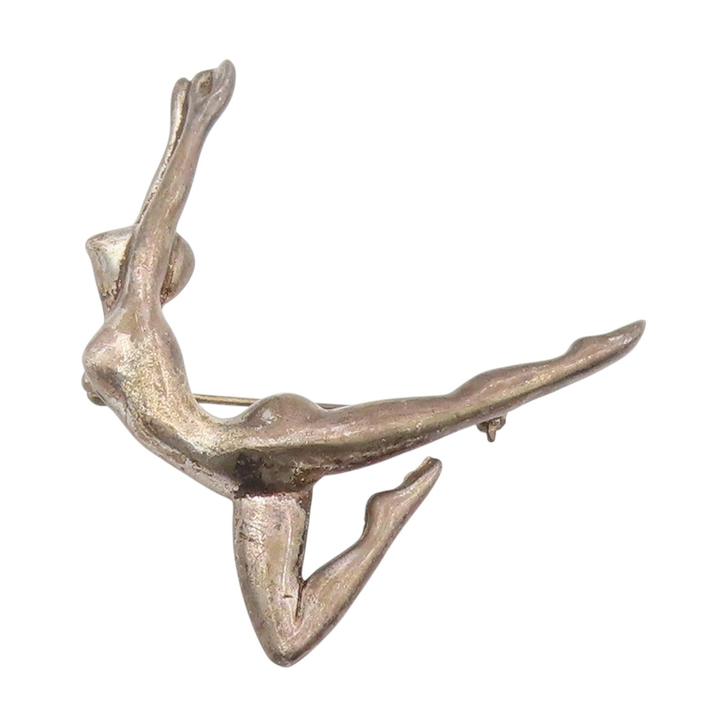 925 Sterling Silver Vintage Brooch Modernist Lady Gymnast Dancer Pin  BP12057