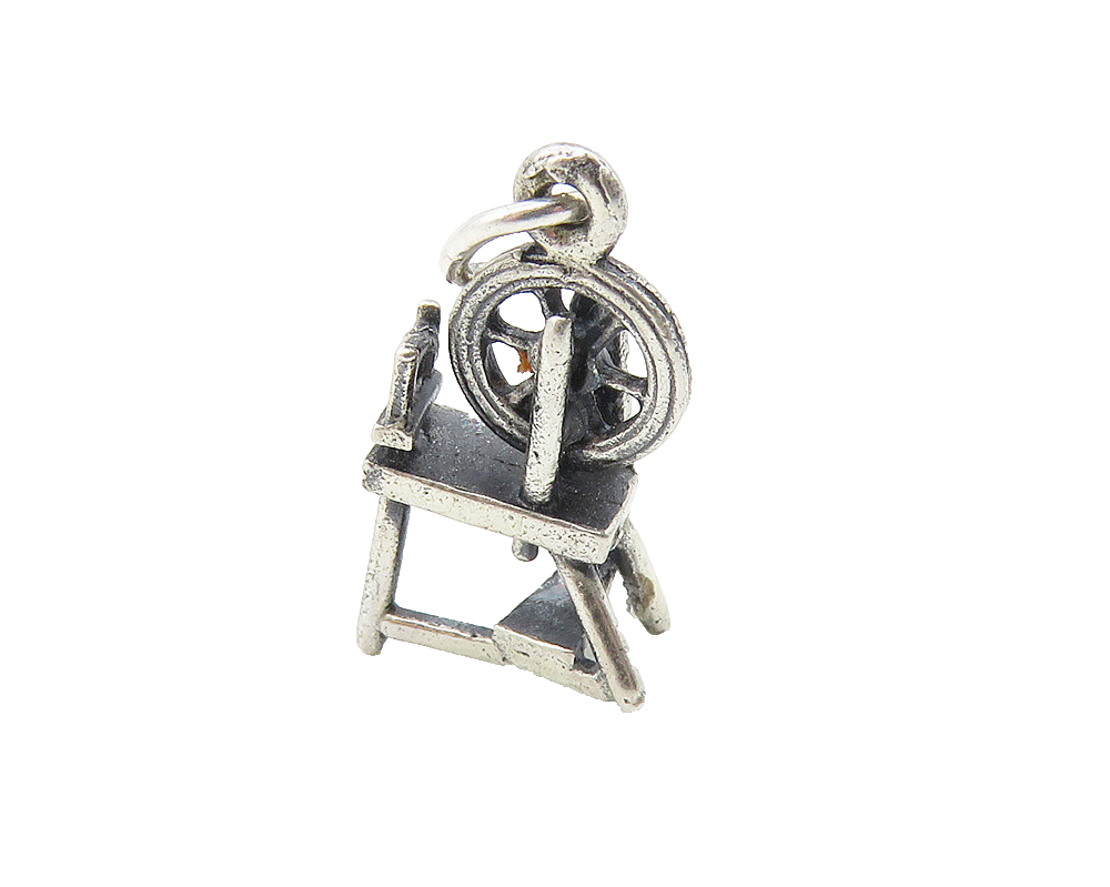 925 Sterling Silver  Vintage Petite Cotton Wheel Motif Drop Pendant  PT7978