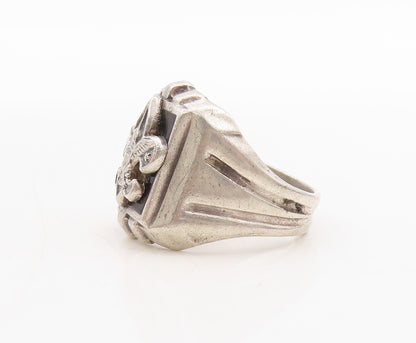 925 Sterling Silver Vintage Ring Solid US Military Logo Carved  Sz 6  RG31684