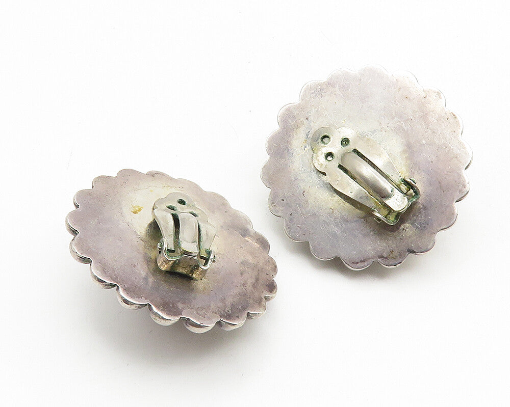 MEXICO 925 Sterling Silver   Vintage Floral Twist Non Pierce Earrings  EG5743