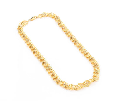 925 Sterling Silver Vintage Necklace Gold Plated Curb Cuban Link Chain  NE4652