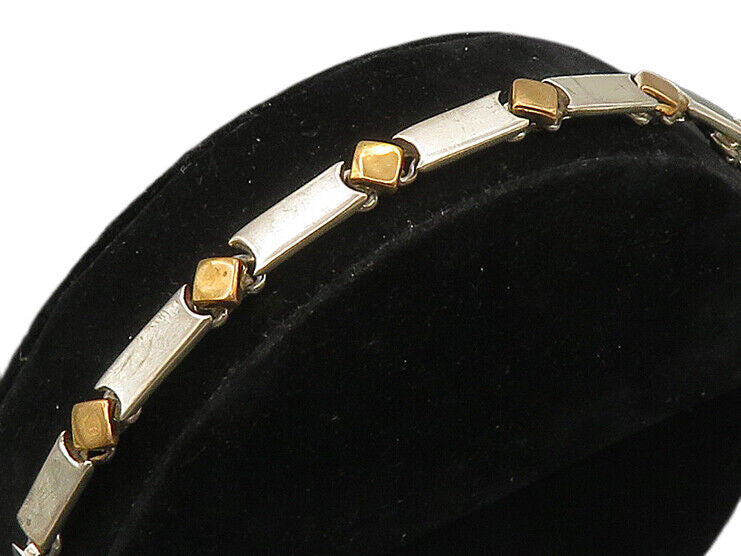 MEXICO 925 Sterling Silver Vintage Two Tone Diamond Shape Link Bracelet BT9456