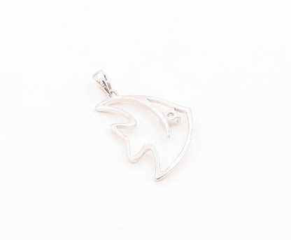 925 Sterling Silver  Vintage Cubic Zirconia Fish Outline Pendant  PT19052