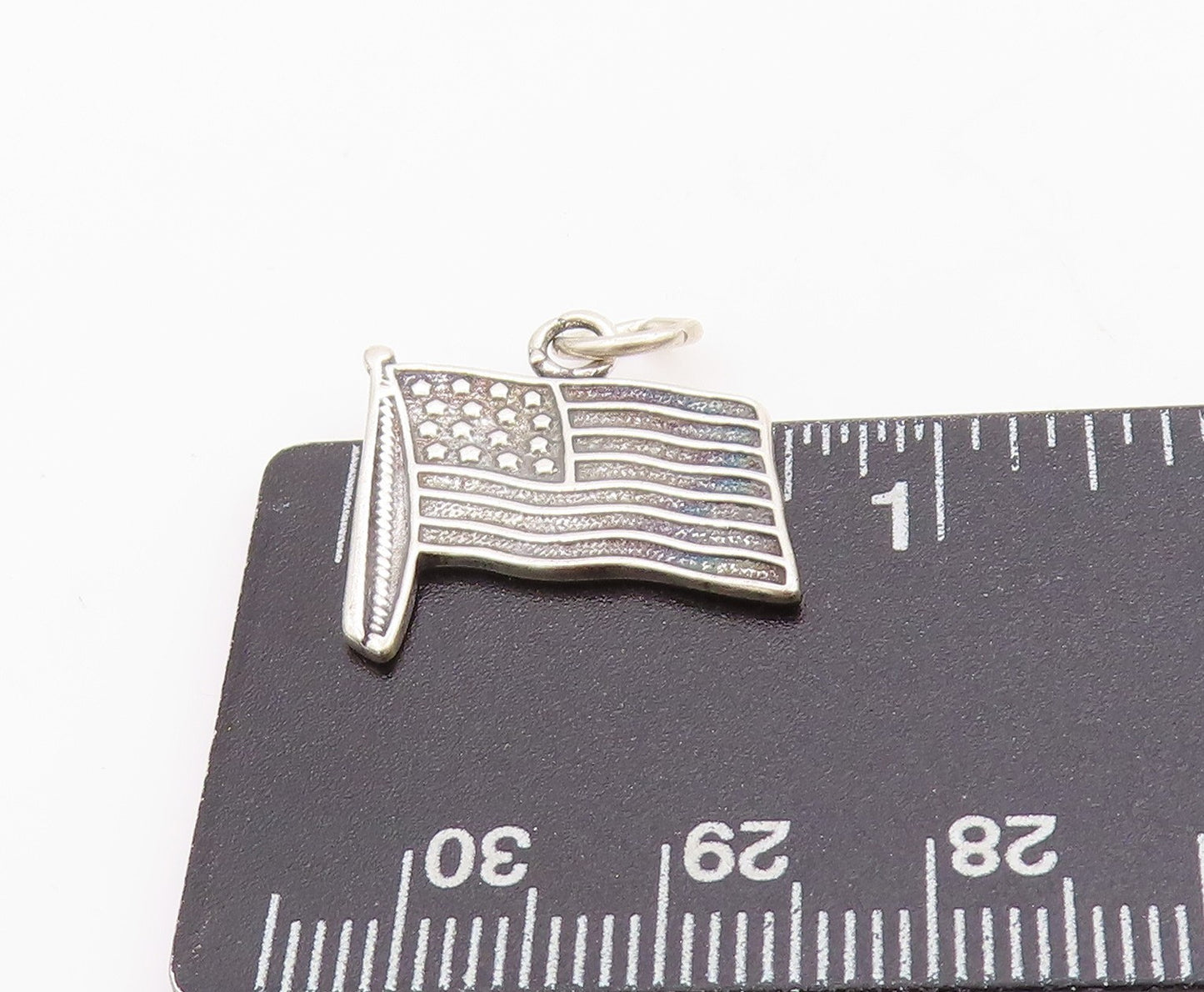 925 Sterling Silver Vintage Pendant Antique Cutout USA Flag Charm  PT24539