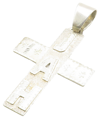 925 Sterling Silver  Vintage Shiny Etched JAH Religious Cross Pendant  PT10335