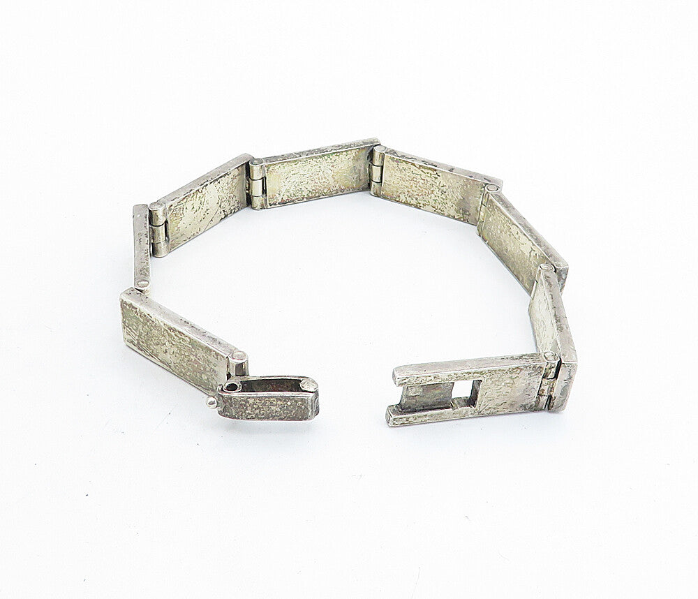 AAA MEXICO 925 Silver Vintage Smooth Square Bar Link Chain Bracelet BT3033