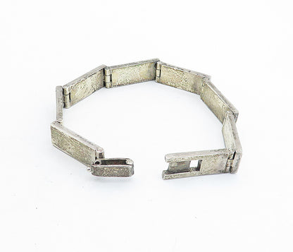 AAA MEXICO 925 Silver Vintage Smooth Square Bar Link Chain Bracelet BT3033