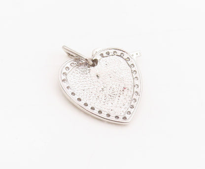 925 Sterling Silver Vintage Pendant Round CZ Engraved Key To Me Heart   PT25484