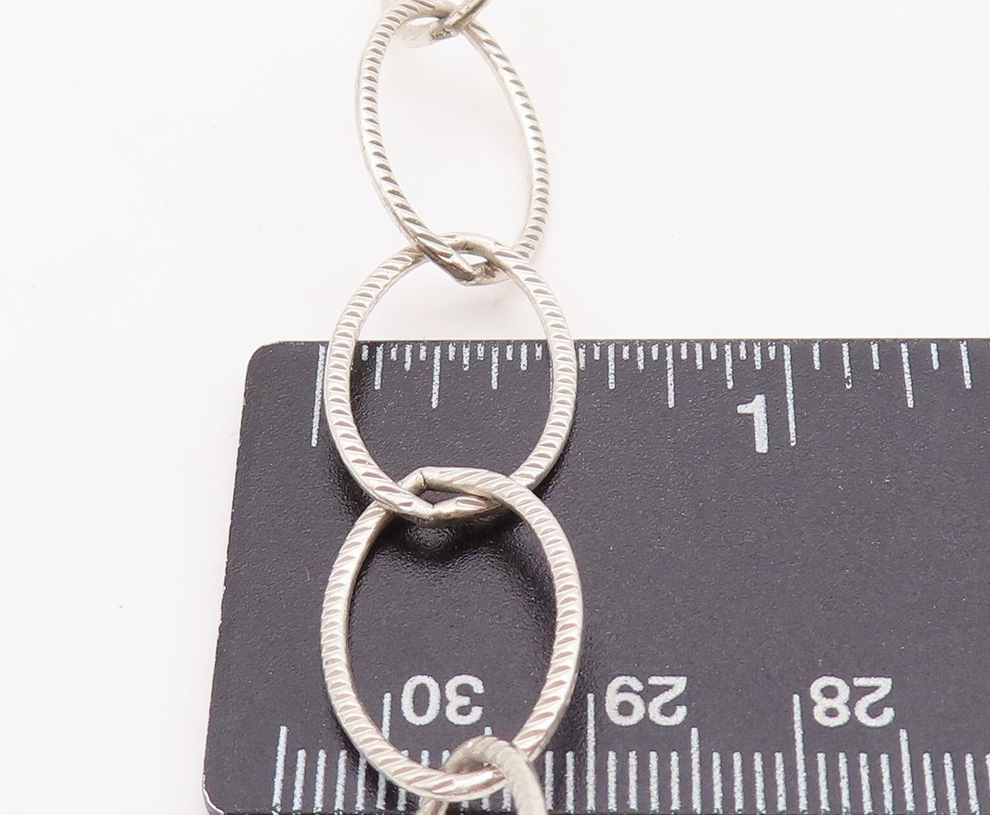 925 Sterling Silver Vintage Necklace ESPO SIG Cutout Carved Linked Rings  NE4321