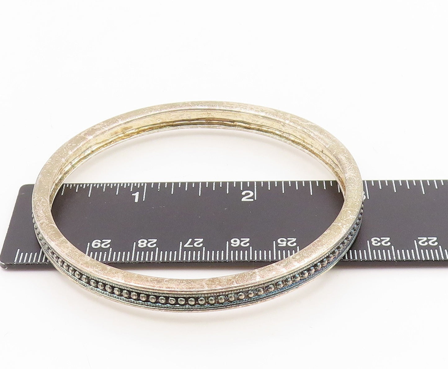 925 Sterling Silver Vintage Bracelet JUDITH JACK Solid Dotted Bangle  BT11584